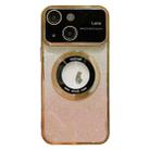 For iPhone 13 Large Window MagSafe Gradient Glitter Electroplating TPU Phone Case(Gold) - 1