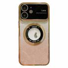 For iPhone 12 Large Window MagSafe Gradient Glitter Electroplating TPU Phone Case(Gold) - 1