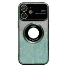 For iPhone 12 Large Window MagSafe Gradient Glitter Electroplating TPU Phone Case(Green) - 1