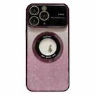 For iPhone 11 Pro Max Large Window MagSafe Gradient Glitter Electroplating TPU Phone Case(Purple) - 1