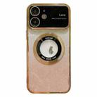 For iPhone 11 Large Window MagSafe Gradient Glitter Electroplating TPU Phone Case(Gold) - 1