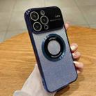 For iPhone 11 Pro Large Window MagSafe Gradient Glitter Electroplating TPU Phone Case(Navy Blue) - 1