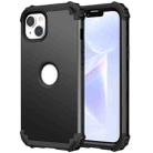 For iPhone 15 3 in 1 Silicone Hybrid PC Shockproof Phone Case(Black) - 1