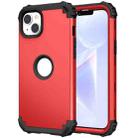 For iPhone 15 3 in 1 Silicone Hybrid PC Shockproof Phone Case(Red) - 1