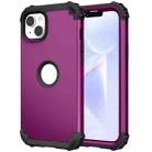 For iPhone 15 3 in 1 Silicone Hybrid PC Shockproof Phone Case(Purple) - 1