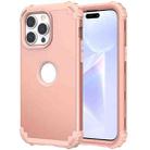 For iPhone 15 Pro 3 in 1 Silicone Hybrid PC Shockproof Phone Case(Rose Gold) - 1