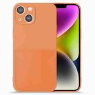 For iPhone 14 Plus Imitate Liquid Silicone Skin Feel Phone Case with Card Slot(Orange) - 1