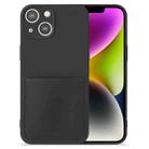 For iPhone 14 Plus Imitate Liquid Silicone Skin Feel Phone Case with Card Slot(Black) - 1