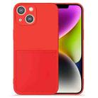 For iPhone 14 Plus Imitate Liquid Silicone Skin Feel Phone Case with Card Slot(Red) - 1