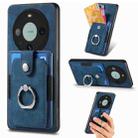 For Huawei Mate 60 Pro Retro Skin-feel Ring Multi-card Wallet Phone Case(Blue) - 1