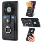 For Huawei Mate 60 Pro Retro Skin-feel Ring Multi-card Wallet Phone Case(Black) - 1