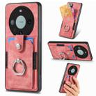 For Huawei Mate 60 Pro Retro Skin-feel Ring Multi-card Wallet Phone Case(Pink) - 1