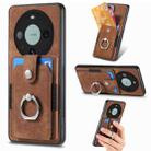 For Huawei Mate 60 Pro Retro Skin-feel Ring Multi-card Wallet Phone Case(Brown) - 1