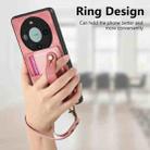 For Huawei Mate 60 Pro Retro Cross Wristband Wallet Leather Back Phone Case(Pink) - 3