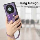 For Huawei Mate 60 Pro Retro Cross Wristband Wallet Leather Back Phone Case(Purple) - 3