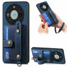 For Huawei Mate 60 Pro Retro Cross Wristband Wallet Leather Back Phone Case(Blue) - 1