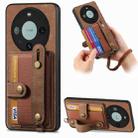 For Huawei Mate 60 Pro Retro Cross Wristband Wallet Leather Back Phone Case(Brown) - 1