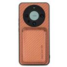 For Huawei Mate 60 Pro Carbon Fiber Leather Card Magnetic Phone Case(Brown) - 1