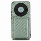 For Huawei Mate 60 Pro Carbon Fiber Leather Card Magnetic Phone Case(Green) - 1