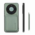 For Huawei Mate 60 Pro Carbon Fiber Leather Card Magnetic Phone Case(Green) - 2