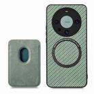 For Huawei Mate 60 Pro Carbon Fiber Leather Card Magnetic Phone Case(Green) - 3