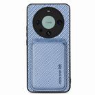 For Huawei Mate 60 Pro Carbon Fiber Leather Card Magnetic Phone Case(Blue) - 1