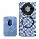 For Huawei Mate 60 Pro Carbon Fiber Leather Card Magnetic Phone Case(Blue) - 3