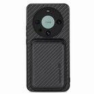 For Huawei Mate 60 Pro Carbon Fiber Leather Card Magnetic Phone Case(Black) - 1