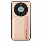 For Huawei Mate 60 Pro Carbon Fiber Magnetic Card Bag Phone Case(Khaki) - 1