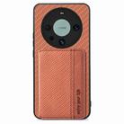 For Huawei Mate 60 Pro Carbon Fiber Magnetic Card Bag Phone Case(Brown) - 1