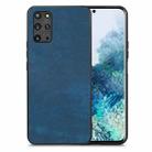 For Samsung Galaxy S20+ Vintage Leather PC Back Cover Phone Case(Blue) - 1