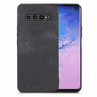 For Samsung Galaxy S10 Vintage Leather PC Back Cover Phone Case(Black) - 1