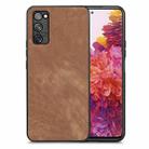 For Samsung Galaxy S20 FE Vintage Leather PC Back Cover Phone Case(Brown) - 1