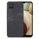 For Samsung Galaxy A12 Vintage Leather PC Back Cover Phone Case(Black) - 1