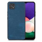 For Samsung Galaxy A22 5G Vintage Leather PC Back Cover Phone Case(Blue) - 1