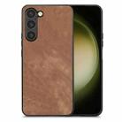 For Samsung Galaxy S25 5G Vintage Leather PC Back Cover Phone Case(Brown) - 1