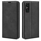 For Sony Xperia 5 V Retro-skin Magnetic Suction Leather Phone Case(Black) - 1