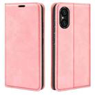 For Sony Xperia 5 V Retro-skin Magnetic Suction Leather Phone Case(Pink) - 1