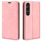 For Sony Xperia 1 VII Retro-skin Magnetic Suction Leather Phone Case(Pink) - 1