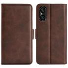 For Sony Xperia 5 V Dual-side Magnetic Buckle Horizontal Flip Leather Phone Case(Brown) - 1