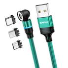 ENKAY 3 in 1 3A USB to Type-C / 8 Pin / Micro USB Magnetic 540 Degrees Rotating Fast Charging Cable, Length:2m(Green) - 1