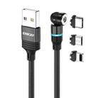 ENKAY 3 in 1 2.4A USB to Type-C / 8 Pin / Micro USB Magnetic 540 Degrees Rotating Charging Cable, Length:1m(Black) - 1