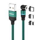 ENKAY 3 in 1 2.4A USB to Type-C / 8 Pin / Micro USB Magnetic 540 Degrees Rotating Charging Cable, Length:1m(Green) - 1