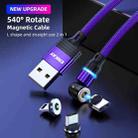 ENKAY 3 in 1 2.4A USB to Type-C / 8 Pin / Micro USB Magnetic 540 Degrees Rotating Charging Cable, Length:1m(Purplele) - 2