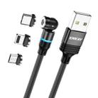 ENKAY 3 in 1 2.4A USB to Type-C / 8 Pin / Micro USB Magnetic 540 Degrees Rotating Charging Cable, Length:2m(Black) - 1