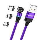 ENKAY 3 in 1 2.4A USB to Type-C / 8 Pin / Micro USB Magnetic 540 Degrees Rotating Charging Cable, Length:2m(Purplele) - 1