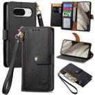 For Google Pixel 6a Love Zipper Lanyard Leather Phone Case(Black) - 1