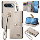 For Google Pixel 9 Love Zipper Lanyard Leather Phone Case(Gray) - 1