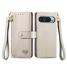 For Google Pixel 9 Love Zipper Lanyard Leather Phone Case(Gray) - 2