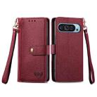 For Google Pixel 9 Pro Love Zipper Lanyard Leather Phone Case(Red) - 2